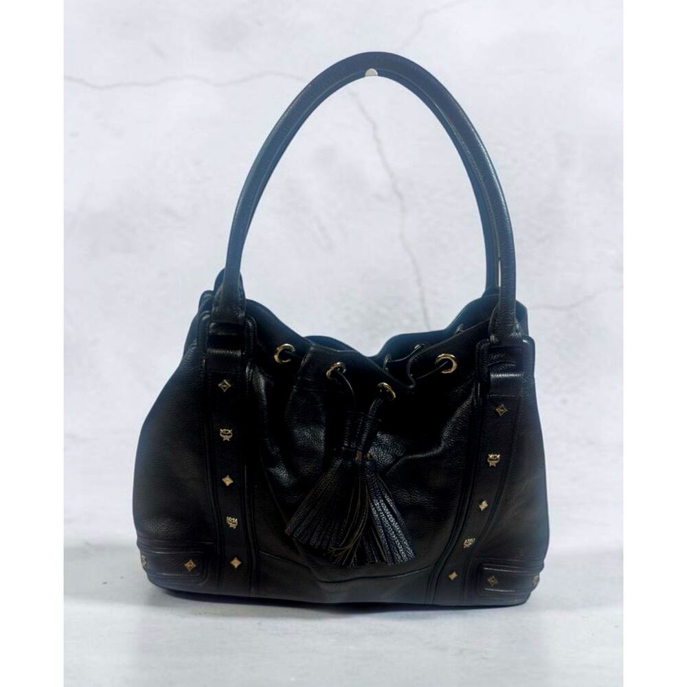 MCM Black Leather Hobo Bag with Tassel – Very Good Condition + Insert